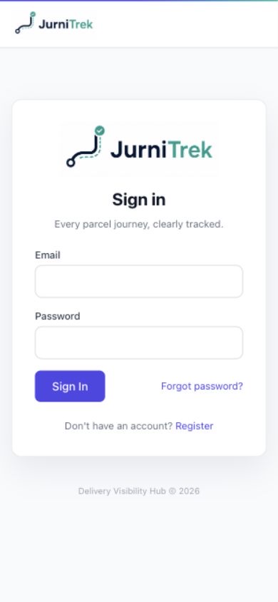 JurniTrek mobile login screen